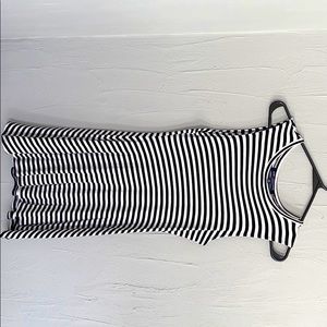 A black and white striped dress
